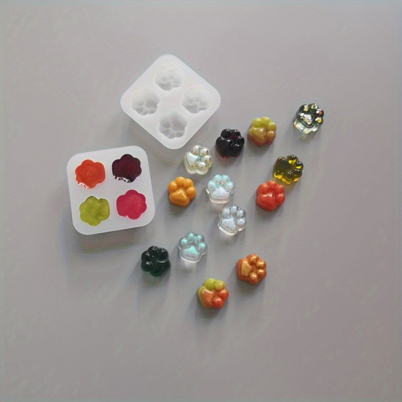 Resin Craft Ideas - 1Set Cetakan Silikon Pola Cakar Kucing-4A