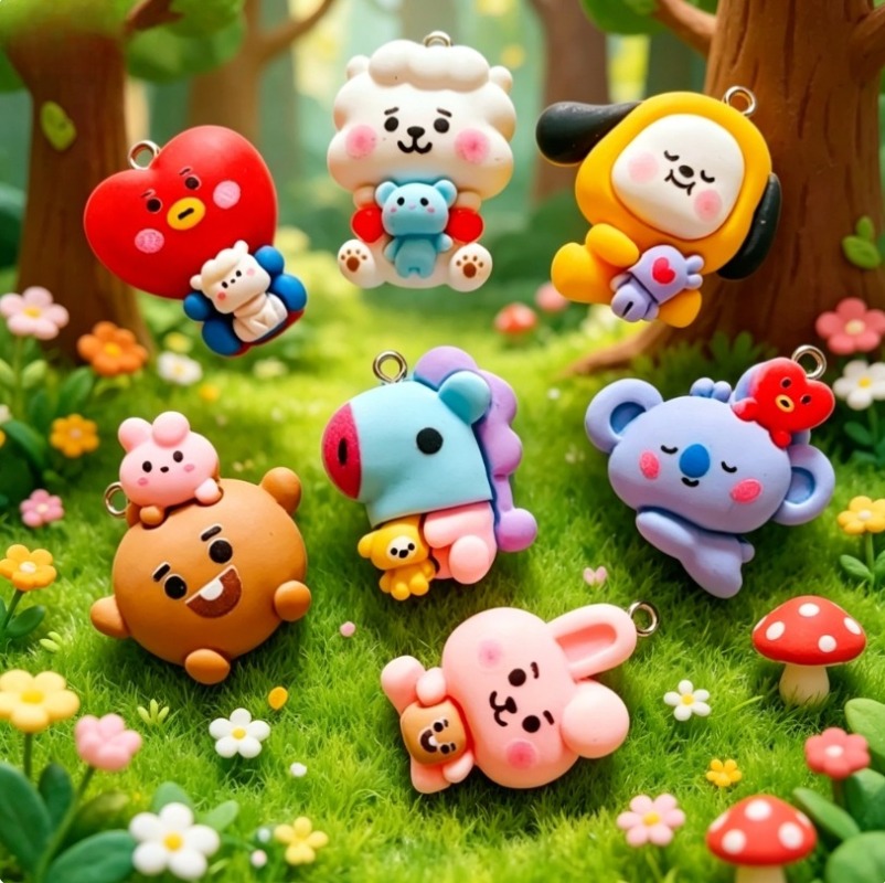 7pcs BT21 Resin Kartun Charm A - Resin Crafts ulasan dan harga