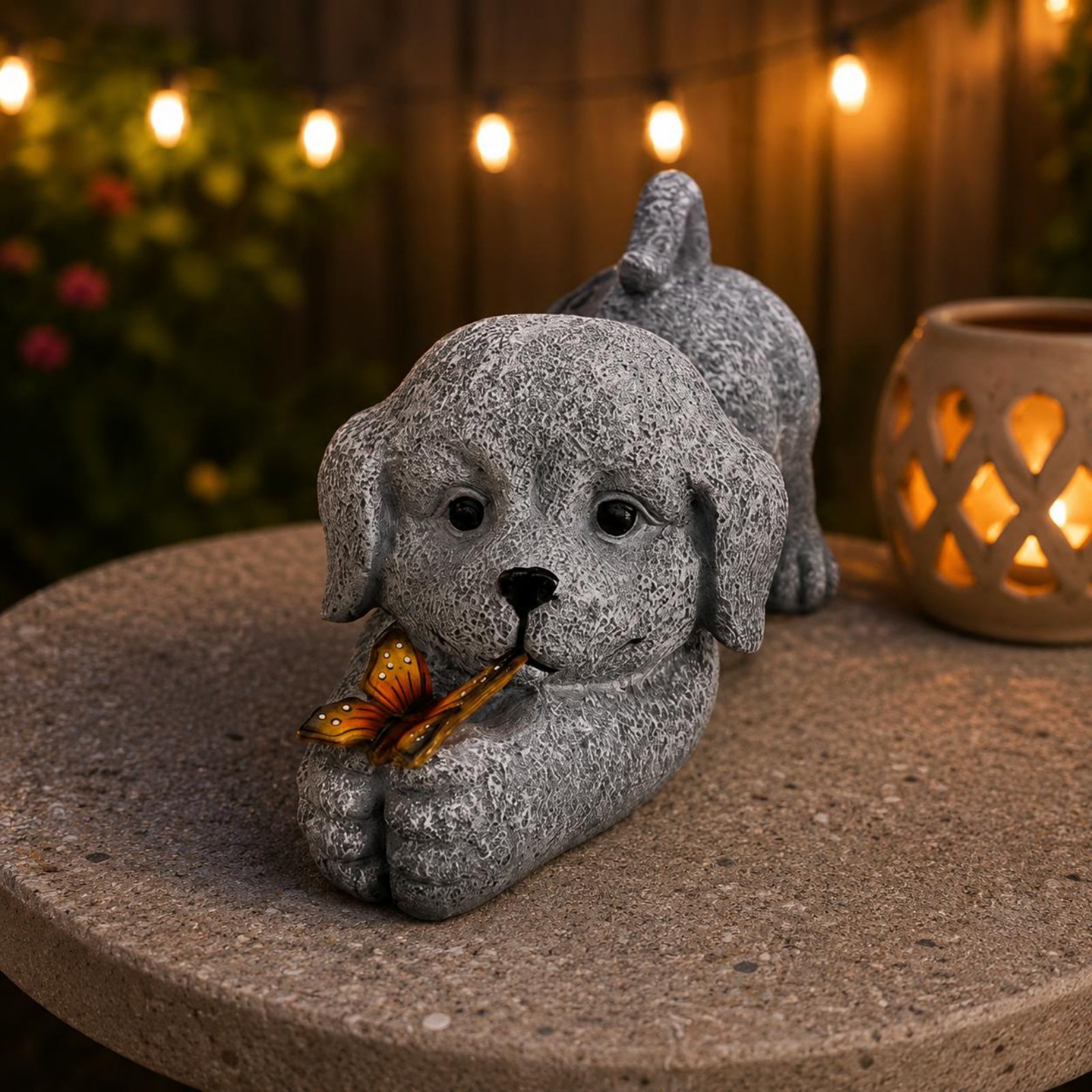 Patung Anjing Tenaga Surya Ker - Resin Crafts ulasan dan harga